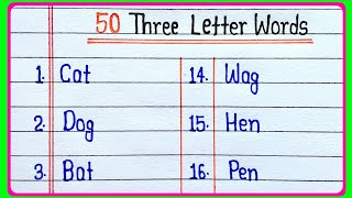 50 Three Letter Words in English || Learn And Write Three Letter Words || Three Letter Words 