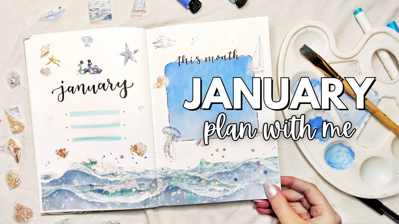 PLAN WITH ME | January 2024 Bullet Journal Setup 🌊❄