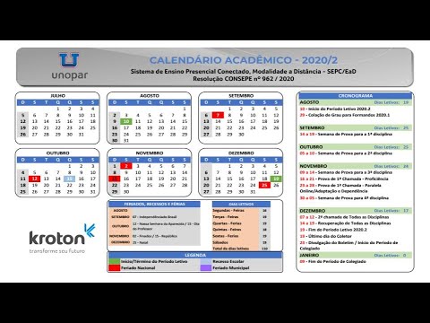 Calendário Acadêmico UniBH 2020