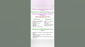 Mahatma Gandhi Kashi Vidyapith,MGKVP Varanasi UG PG CampusAdmissions2023 OnlineForm#applyonlineform