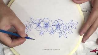 Hand Drawing Flower Design on Fabric || @HandEmbroideryChannel