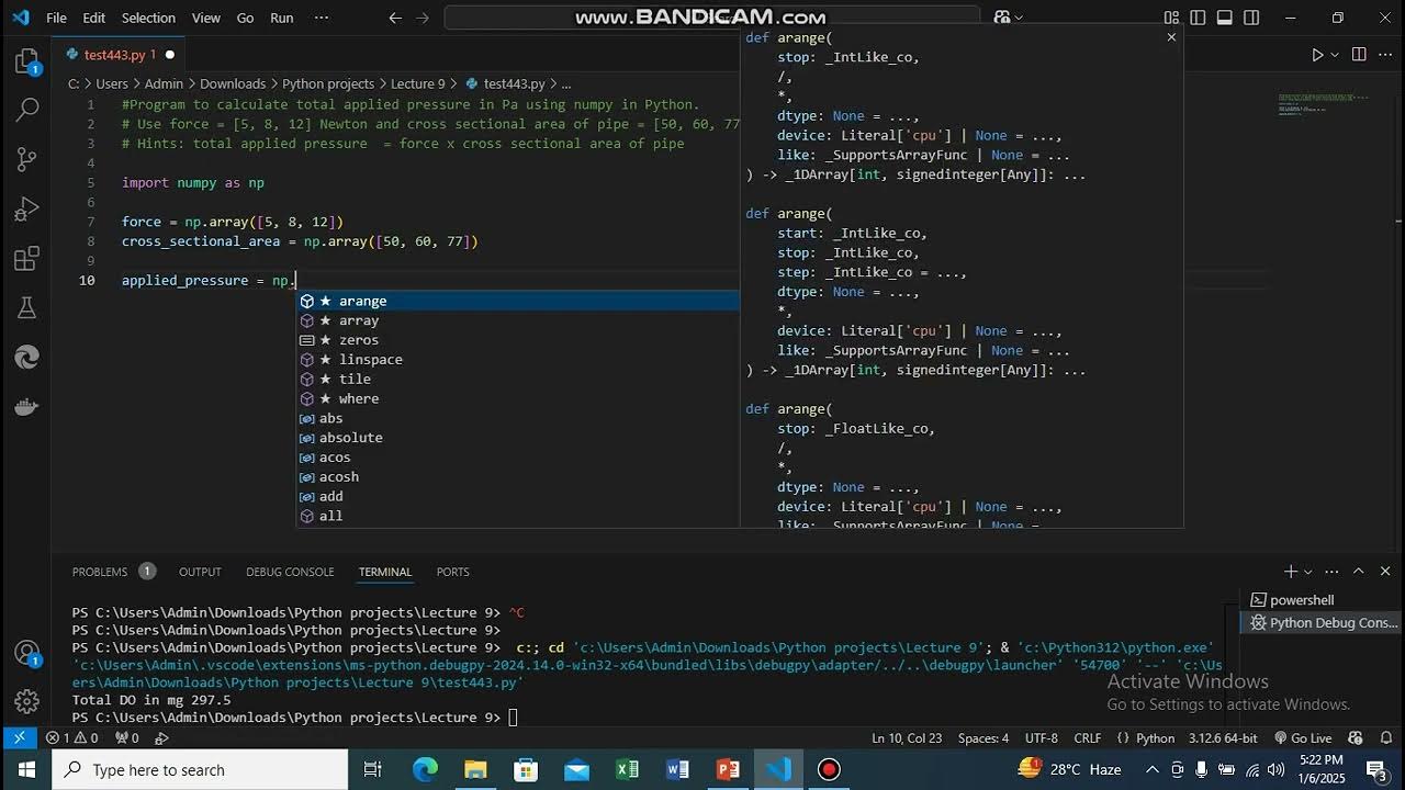 9 3 Program to calculate total pressure in a pipe using numpy trapezoid ...
