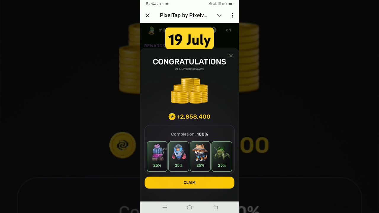 Pixel Tap By Pixel Verse 19 July Combo Card 😎😎