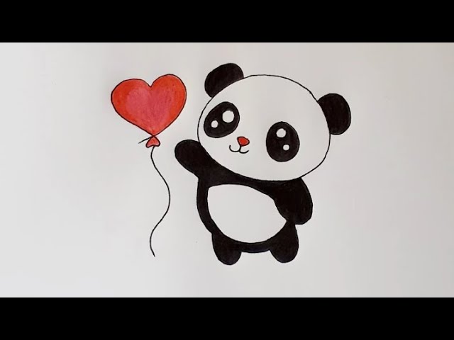 How to draw BEAUTIFUL PANDA BEAR cute and beautiful ♥ Cute Drawings