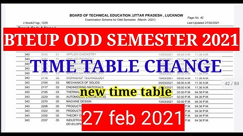 Up polytechnic odd semester time table changed | BTEUP odd semester new time table 2021 latest news