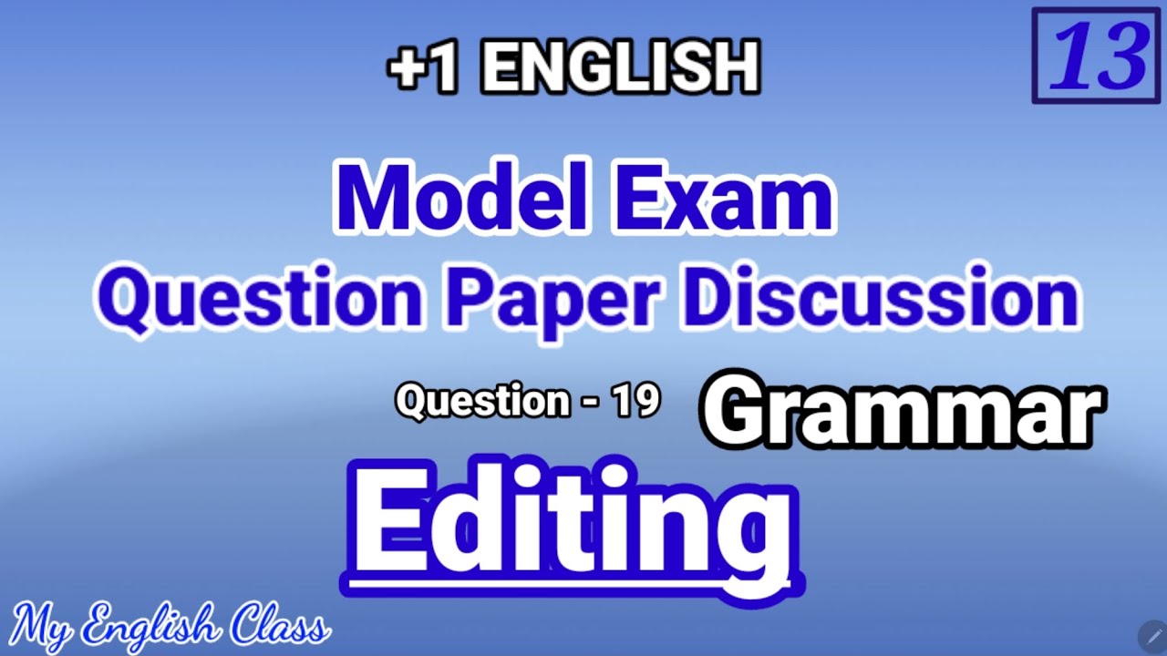 plus one English grammar| Editing| model question paper | answer key ...
