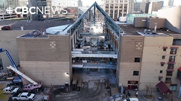 Drone footage of Portage Place construction October 2025 | CBC DRONE TEAM PRESENTS