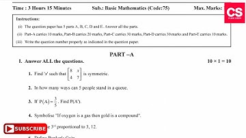 2nd PUC Basic Maths (English Medium) 2022 Model Final Examination Question Paper-Class Series