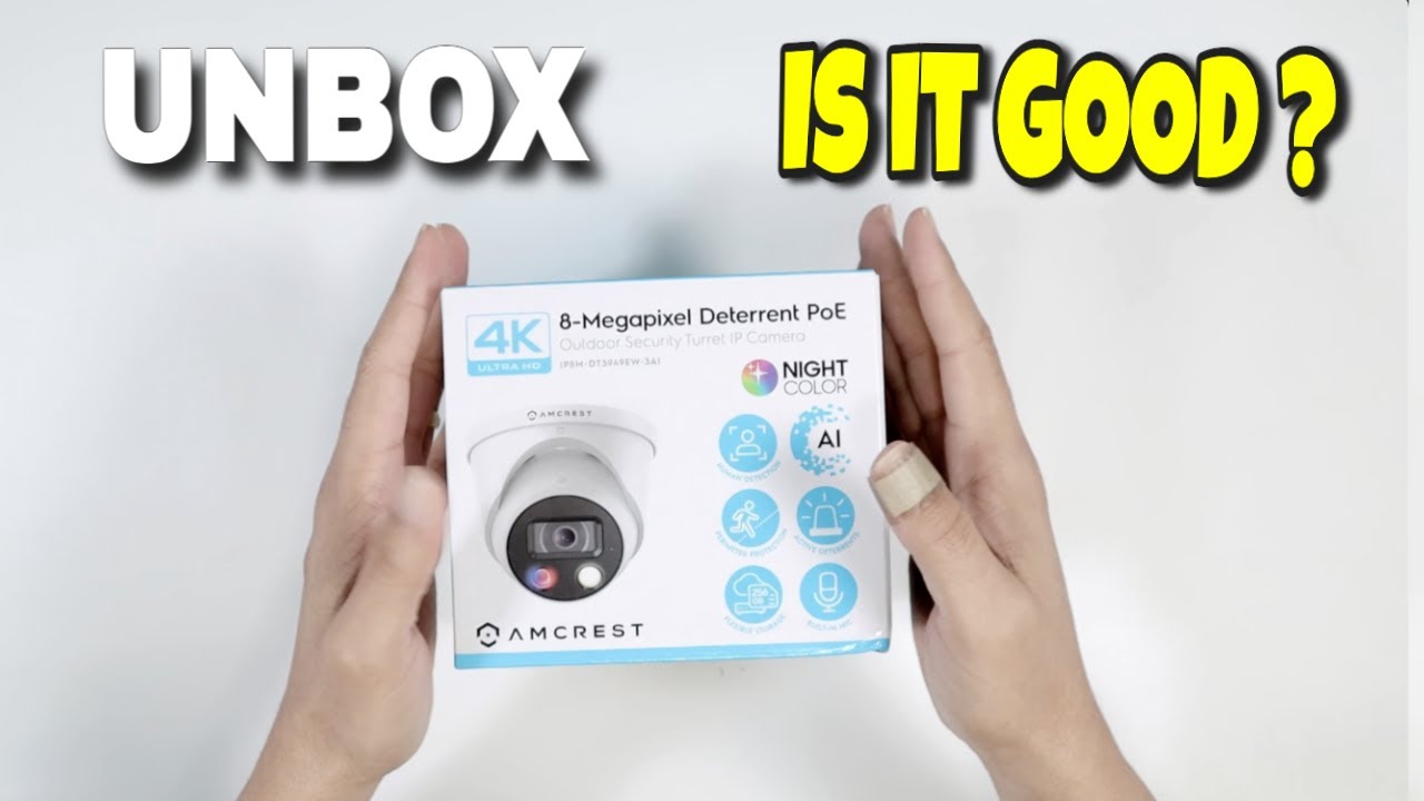 Amcrest UltraHD 4K (8MP) AI Outdoor Security Turret POE IP Camera [IP8M-DT3949EW-3AI] Unboxing.
