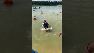 Cardboard boat test, Trail life USA #ducttape #trallifeusa #cardboard #cardboardcraft #fyp #water