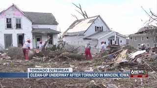 Cleanup continues in Pottawattamie County town of Minden