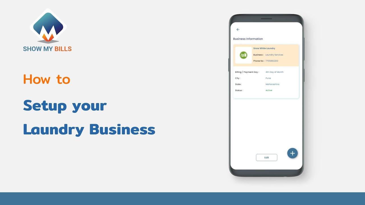 How to setup your Laundry Business on Show My Bills App.