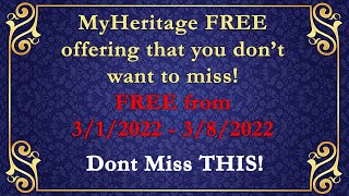 MyHeritage SPECIAL OFFER that you don&#39;t want to miss! (this week only!)