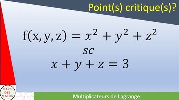 Optimisation sous contrainte : fonction à trois variables et multiplicateurs de Lagrange