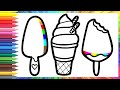 How to Draw Rainbow ice cream for kids/Bolalar uchun Kamalak muzqaymoqini qanday chizish mumkin