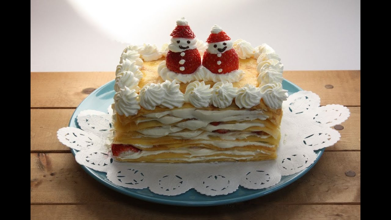 Christmas Mill Crepe Recipe クリスマスミルクレープ作り方 Youtube