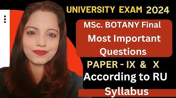 MSc Botany FINAL Important Questions || Rajasthan University MSc botany Important Questions 2024