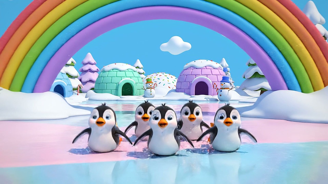 Five Little Penguins Slide Slide Slide | Winter Fun & Counting Song for ...
