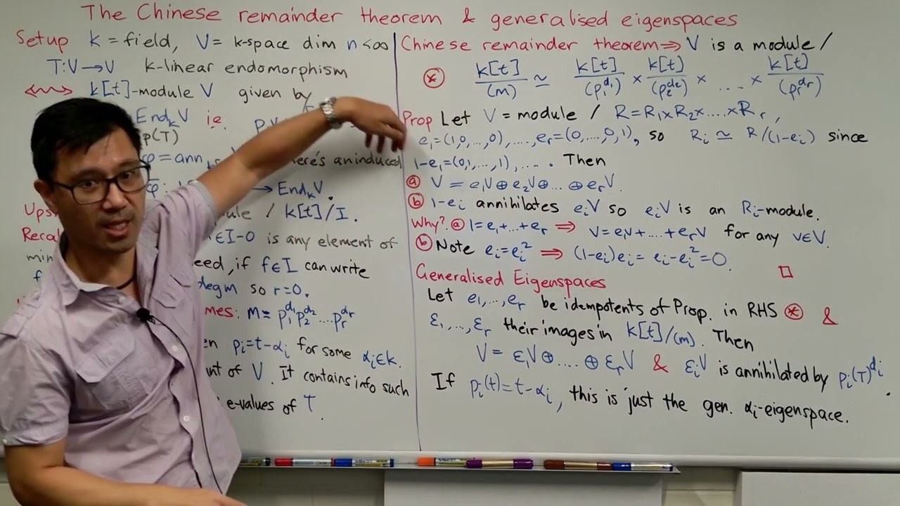 Китайская теорема об остатках и обобщенные собственные подпространства