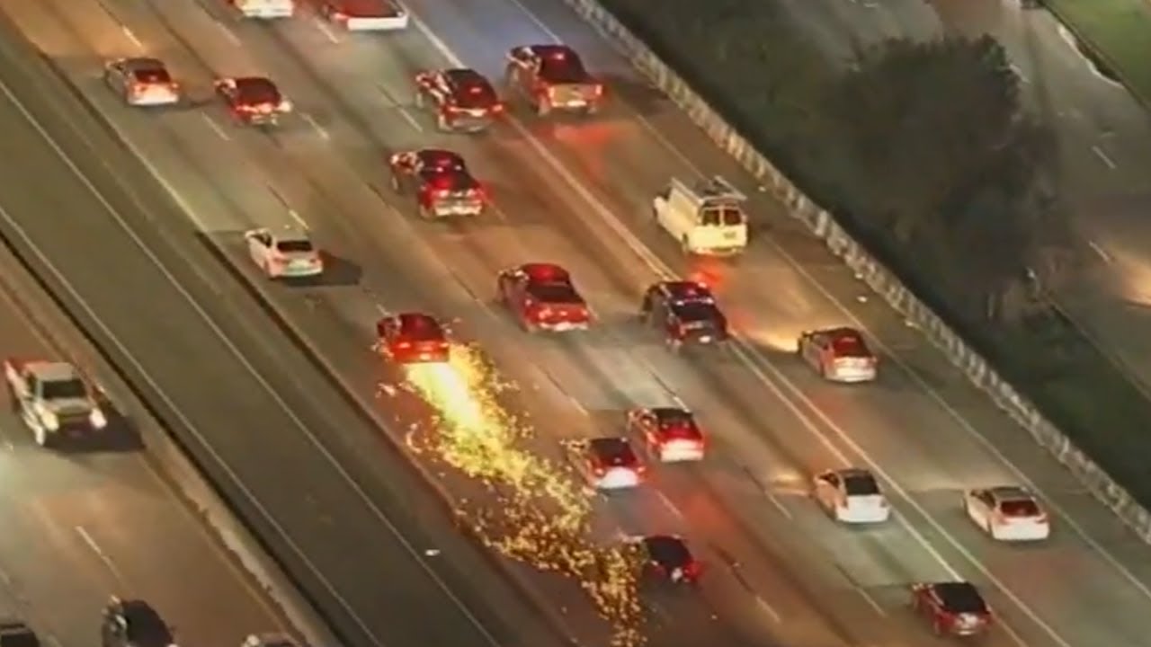 Chase suspect takes off after fiery crash with dog following behind ...