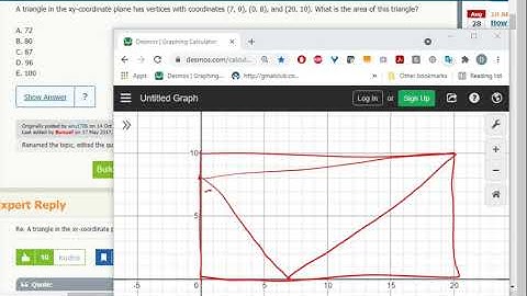 Coordinate Geo 11- A triangle in the xy-coordinate plane has vertices with coordinates (7, 0)...