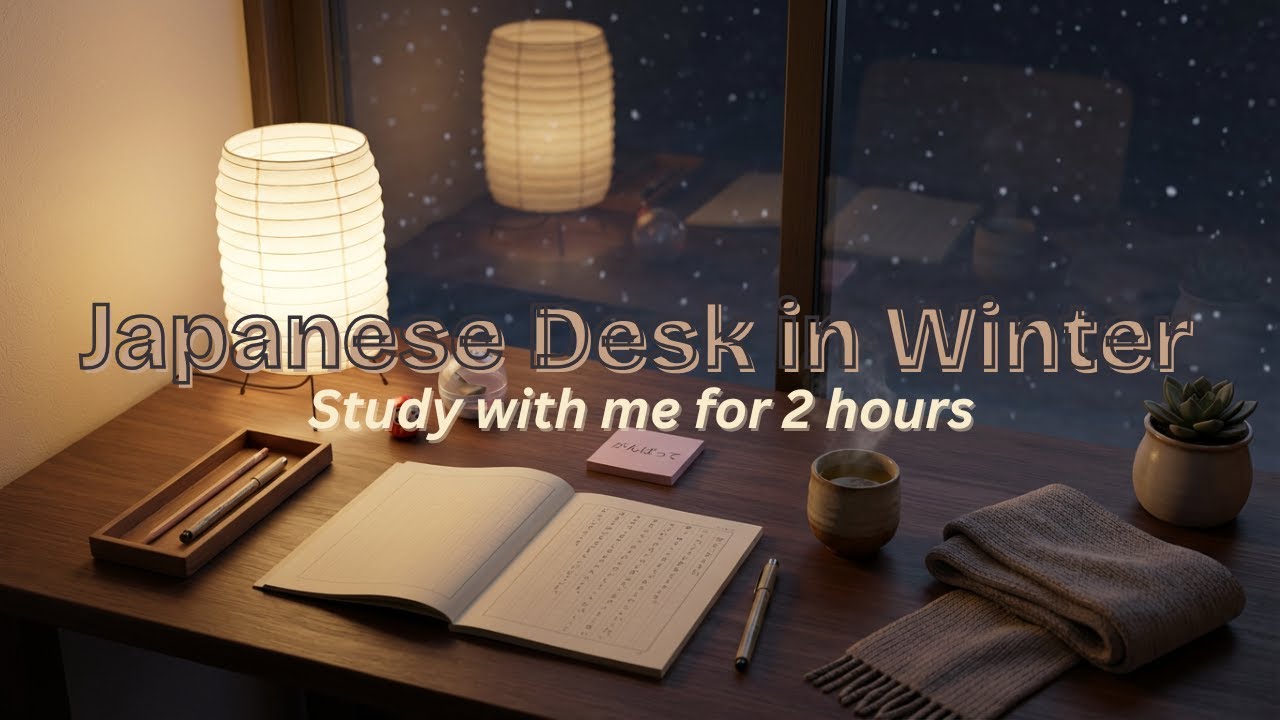 Winter Study Vibes: Learn Japanese POV | 2-Hour Cozy Desk Ambience #CozyStudy #WinterVibes