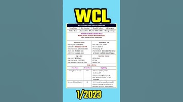 WCL mining sirdar vacancy 2023 || #shorts #reels #new