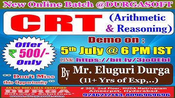 CRT (Arithmetic & Reasoning) Online Training @ DURGASOFT