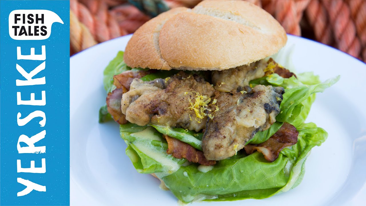 Fried OYSTER Sandwich Burger Bart van Olphen YouTube