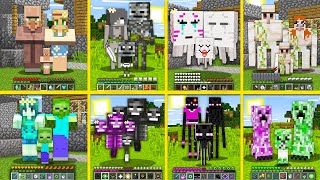 Minecraft HOW TO PLAY Family Mobs ! Zombie Enderman Creeper Villager Golem Wither Ghast Skeleton
