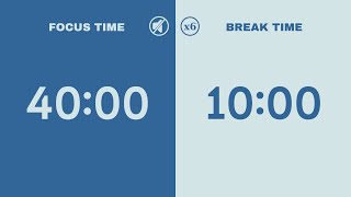 5-Hour 40/10 Pomodoro Timer | No Music | Study, Focus, ADHD, Deep Work