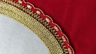 Make A Deep Round Neck With Broad Lace Neck Design Cutting And Stitching