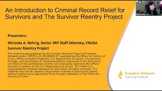 An Introduction to Criminal Record Relief for Survivors and The Survivor Reentry Project