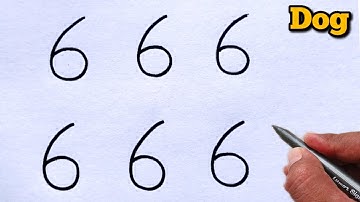🐶 How to Draw a Cute Dog from Number 666 | Easy & Fun Trick for Beginners