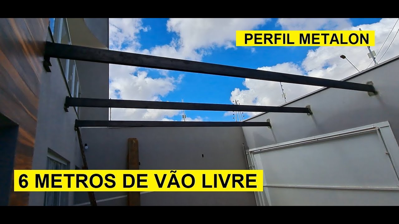 Telhado vão livre de 6 metros com perfil de METALON
