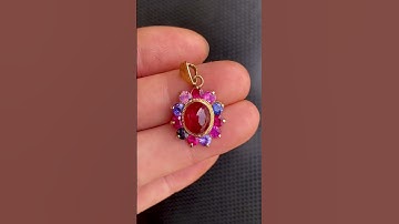 TL1215i-2 | Mặt dây nữ vàng 10k đá ruby sao và sapphire tự nhiên - Giá 68 triệu - 0921.400.999