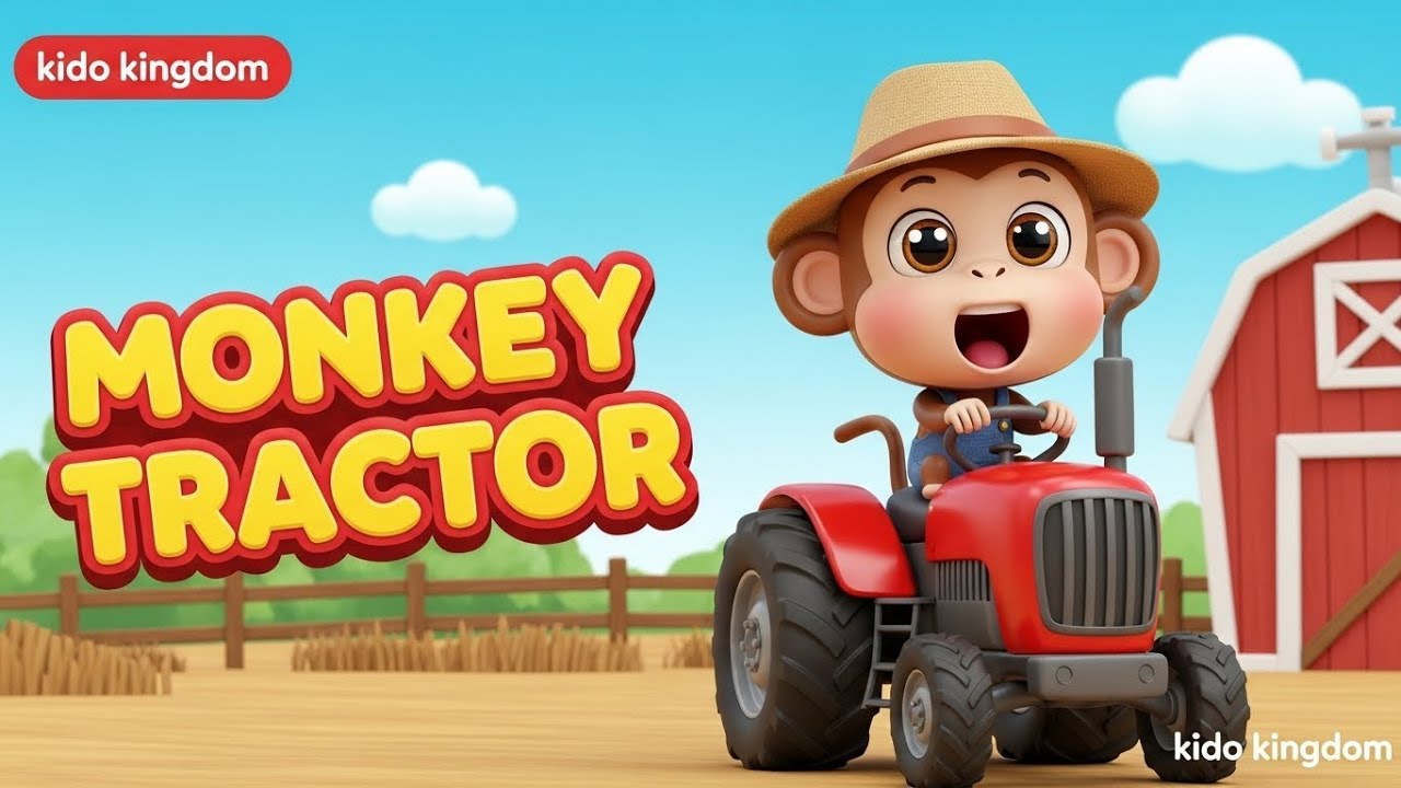 Monkey Ride Tractor ๐๐ตHappy Monkey Tractor Ride | Kids Farm Cartoon #kidokingdom # ...