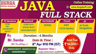 JAVA FULL STACK Online Training @ DURGASOFT