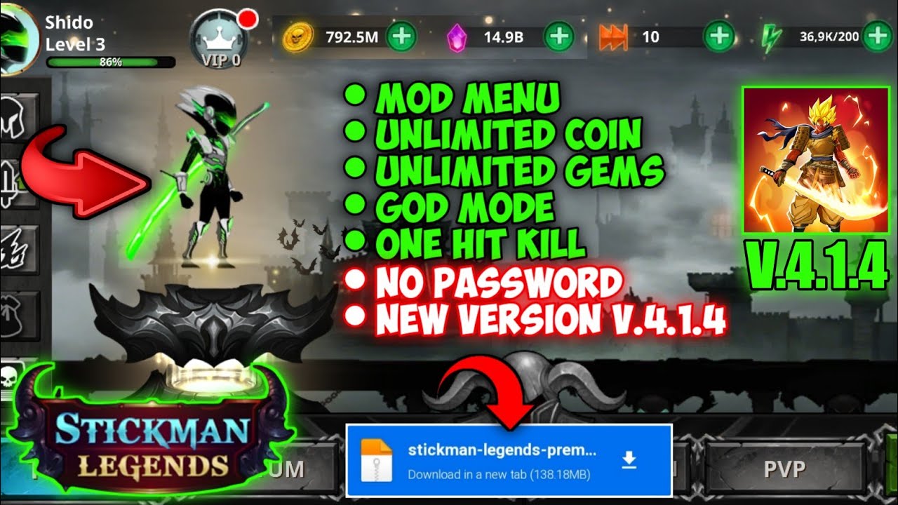 Stickman Legends MOD Apk (Unlimited Money/Unlocked) v4.1.4 in 2023