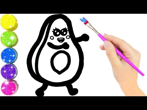 Glitter Avocado Toast coloring and drawing for Kids, Toddlers Кис Кис Knc Knc