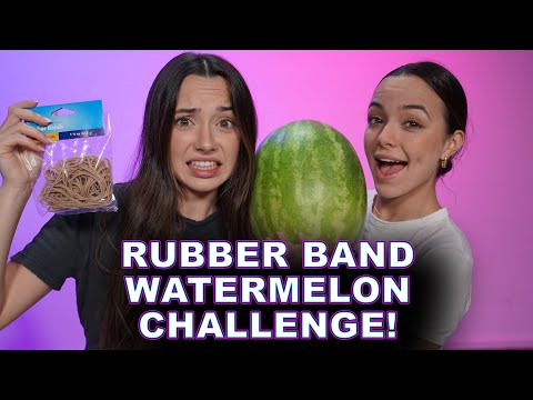 RUBBER BAND WATERMELON CHALLENGE (FUNNY)  - Merrell Twins Live