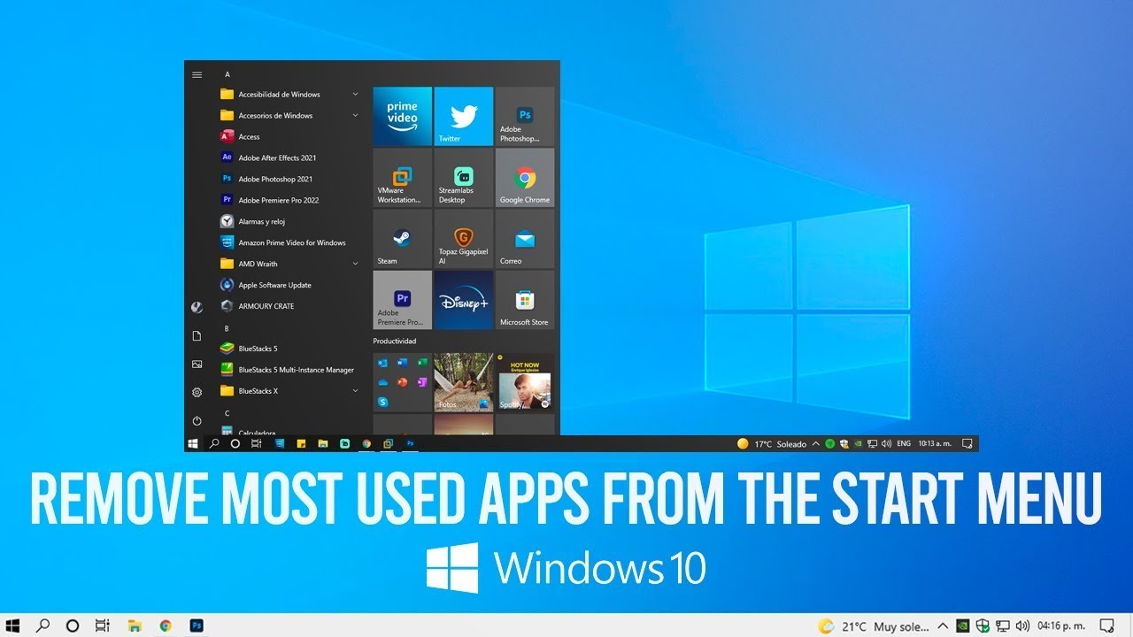 Remove Most Used Apps From the Start Menu in Windows 11/10 - YouTube