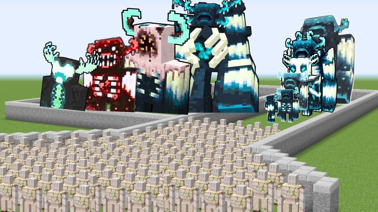 1000 IRON GOLEM DEATHRUN (ALL WARDENS) - Minecraft Mob Battle