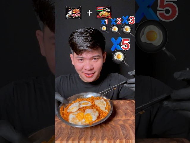 Mukbang ASMR Indonesia 🇮🇩 x Korean 🇰🇷 Noodles 🍜  :(🍳x11 #mukbang #asmr #shortsfeed