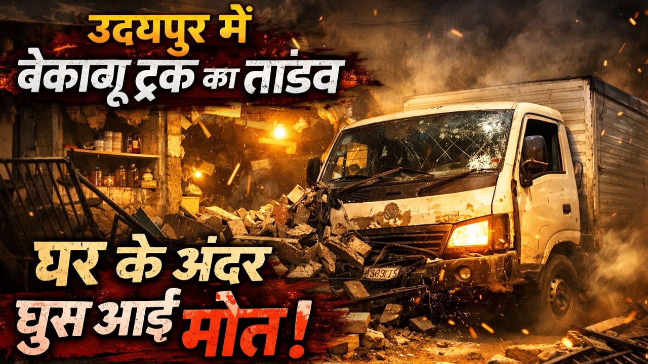 उदयपुर में मौत का ट्रक, फाटक तोड़ घर में घुसा, परिवार बाल-बाल बचा दिन होता तो बिछ जातीं लाशें