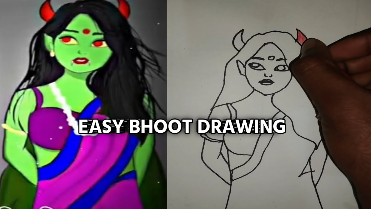 Easy bhoot drawing / step by step bhoot sketch / - YouTube
