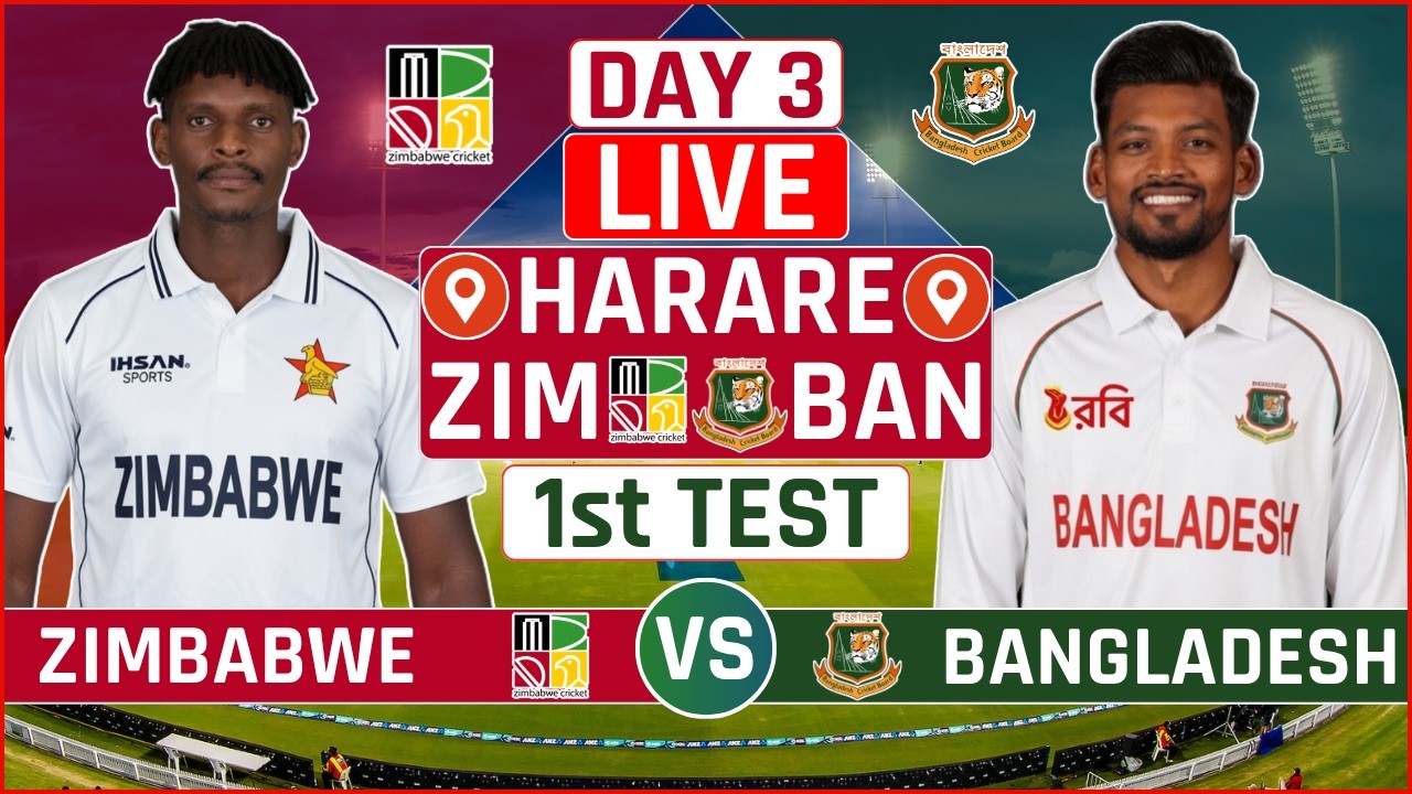 Bangladesh vs Zimbabwe 1st Test Live Score | BAN vs ZIM One-off Test Day 3 Live Audio Commentary