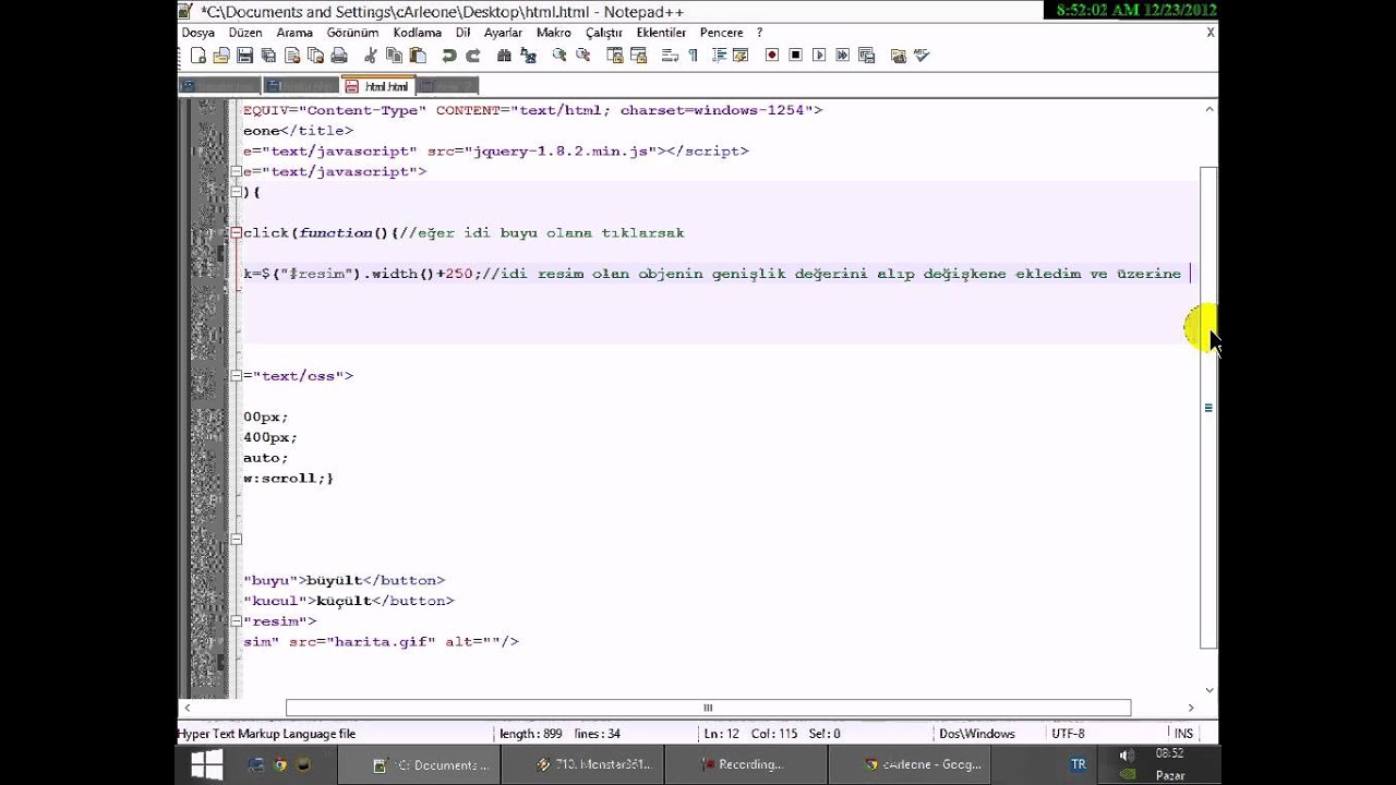 jquery toggle effect tutorial | jquery slidetoggle... Obje Büyültüp Küçültmek - YouTube