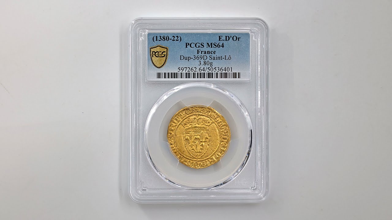 1380-22 フランス シャルル6世 エキュ・ドール 金貨 PCGS MS 64 未使用