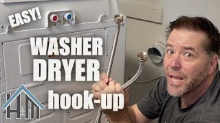 The washer dryer hook up! How to install connect washing machine and clothes dryer.You Can do it!